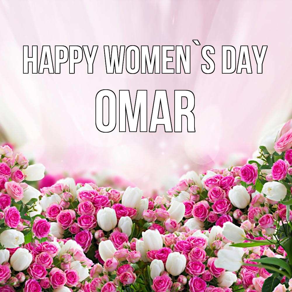 Greetings card с именем, Omar happy women`s day под снегом Greetings with text for free download 